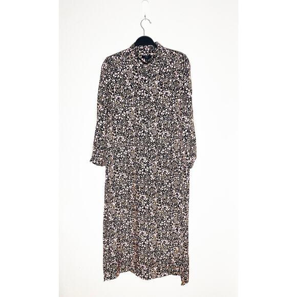 J.Crew Womens Floral Maxi Shirt Dress Side Slits Button Front Collar 3/4 Sleeves - Picture 2 of 10